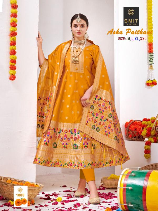 Smit Asha Paithani Ocassional Wear Silk Kurti With Dupatta Collection